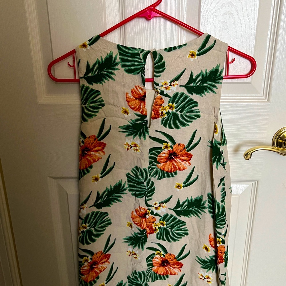 Small Hibiscus Print Shift Dress Red Dress